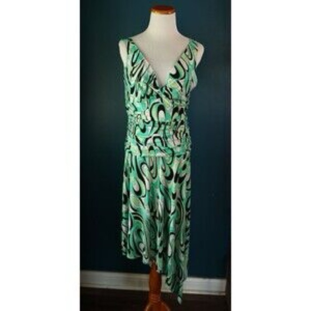 2000s Y2K SageRetro Green and Black asymmetrical whimsigoth fairy core dress